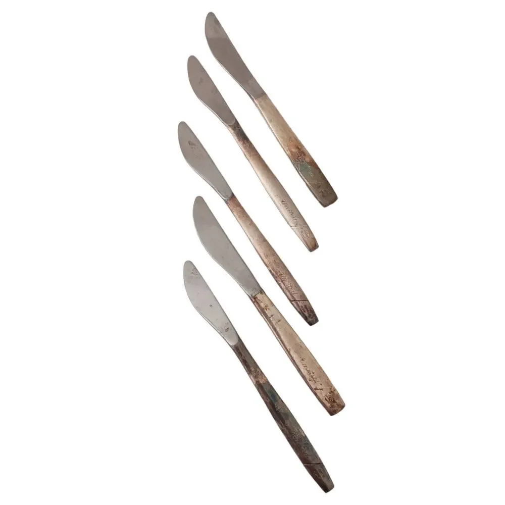 Vintage United‎ Airlines Knives Knife Lot x 5 Silver Plate Flatware Silverware.